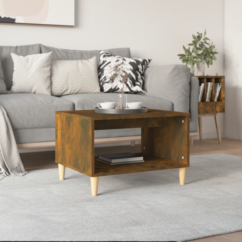 vidaXL Mesa de centro madera contrachapada roble ahumado 60x50x40 cm