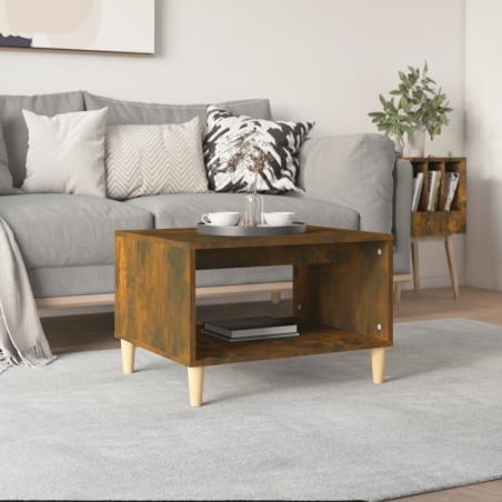 vidaXL Mesa de centro madera contrachapada roble ahumado 60x50x40 cm