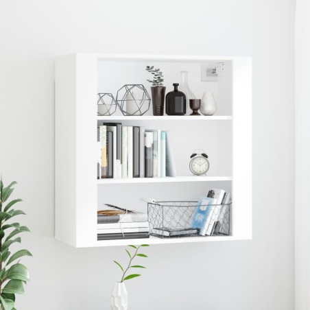 vidaXL Armario pared madera contrachapada blanco brillo 80x33x80 cm