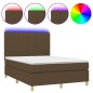vidaXL Cama box spring colchón luces LED tela marrón oscuro 140x200cm vidaXL Cama box spring colchón luces LED tela marrón oscuro 140x200cm