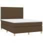 vidaXL Cama box spring colchón luces LED tela marrón oscuro 140x200cm vidaXL Cama box spring colchón luces LED tela marrón oscuro 140x200cm
