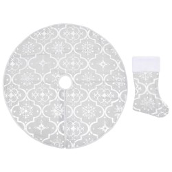 vidaXL Falda del árbol de Navidad de lujo y calcetín tela blanco 122cm