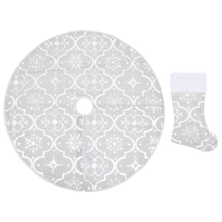 vidaXL Falda del árbol de Navidad de lujo y calcetín tela blanco 122cm