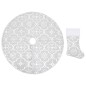 vidaXL Falda del árbol de Navidad de lujo y calcetín tela blanco 122cm vidaXL Falda del árbol de Navidad de lujo y calcetín tela blanco 122cm