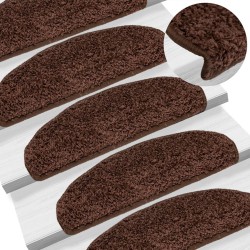vidaXL Alfombras de peldaños de escalera 15 uds marrón 65x21x4 cm