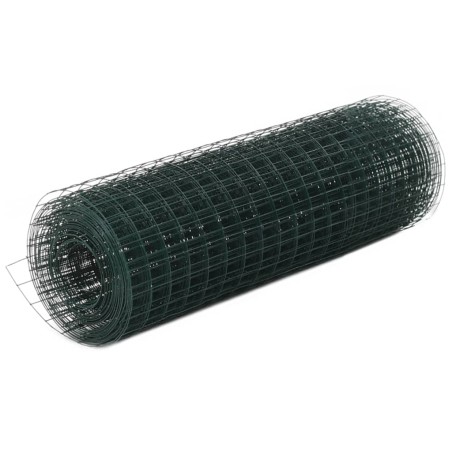 vidaXL Alambrada de gallinero acero revestimiento PVC verde 25x0,5 m 