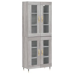 vidaXL Aparador alto madera contrachapada gris sonoma 69,5x34x180 cm