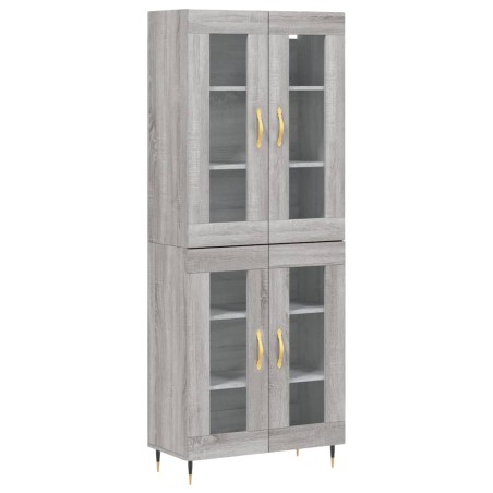 vidaXL Aparador alto madera contrachapada gris sonoma 69,5x34x180 cm