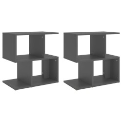 vidaXL Mesitas de noche 2 uds madera contrachapada gris 50x30x51,5 cm