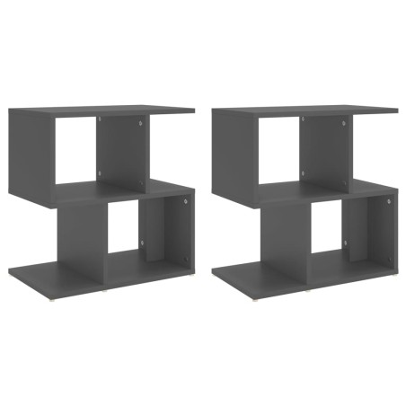 vidaXL Mesitas de noche 2 uds madera contrachapada gris 50x30x51,5 cm