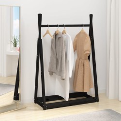 vidaXL Perchero de madera maciza de pino negro 100x45x150 cm