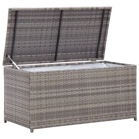 vidaXL Caja de almacenaje de jardín ratán sintético gris 100x50x50 cm