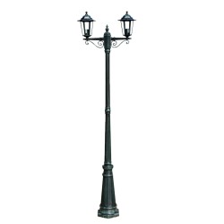 vidaXL Farola de jardín 2 brazos 215 cm verde oscuro/negro aluminio