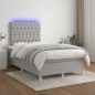 vidaXL Cama box spring con colchón tela y LED gris claro 120x200 cm vidaXL Cama box spring con colchón tela y LED gris claro 120x200 cm