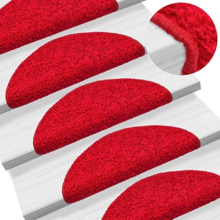 vidaXL Alfombras de peldaños de escalera 15 uds rojo 56x17x3 cm