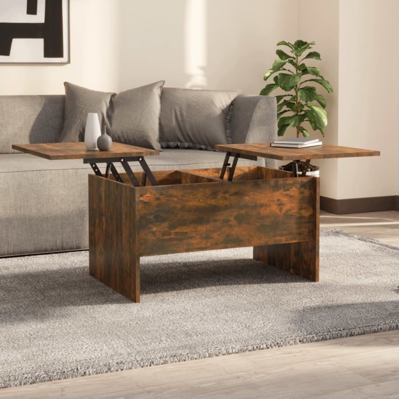 vidaXL Mesa de centro madera contrachapada roble ahumado 80x50x42,5 cm vidaXL Mesa de centro madera contrachapada roble ahumado 80x50x42,5 cm