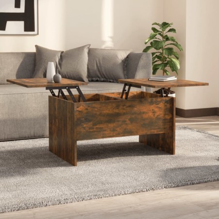 vidaXL Mesa de centro madera contrachapada roble ahumado 80x50x42,5 cm