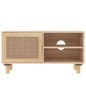 vidaXL Mueble para TV madera maciza pino y ratán natural 80x30x40 cm vidaXL Mueble para TV madera maciza pino y ratán natural 80x30x40 cm