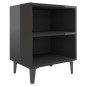 vidaXL Mesitas de noche patas metal 2 uds negro brillo 40x30x50 cm