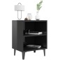 vidaXL Mesitas de noche patas metal 2 uds negro brillo 40x30x50 cm
