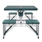 Set plegable camping 1 mesa 4 taburetes aluminio verde claro Set plegable camping 1 mesa 4 taburetes aluminio verde claro