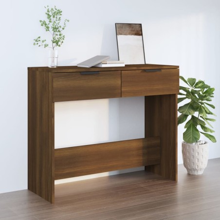 vidaXL Mesa consola madera contrachapada marrón roble 90x36x75 cm