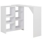 vidaXL Mesa de bar con estantería móvil blanca 138x39x110 cm