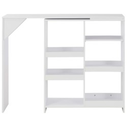 vidaXL Mesa de bar con estantería móvil blanca 138x39x110 cm