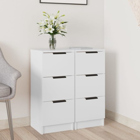 vidaXL Aparadores 2 uds madera contrachapada blanco 30x30x70 cm