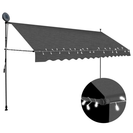 vidaXL Toldo manual retráctil con LED gris antracita 350 cm