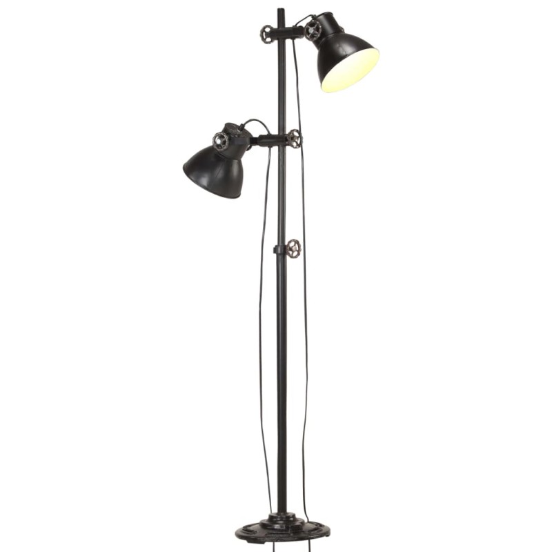 vidaXL Lámpara de pie 2 pantalla negro hierro fundido E27 vidaXL Lámpara de pie 2 pantalla negro hierro fundido E27