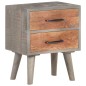 vidaXL Mesita de noche madera maciza de mango y rugosa gris 40x30x50cm