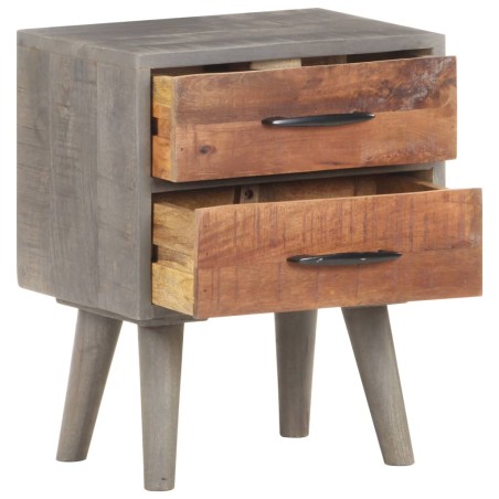 vidaXL Mesita de noche madera maciza de mango y rugosa gris 40x30x50cm