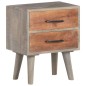 vidaXL Mesita de noche madera maciza de mango y rugosa gris 40x30x50cm