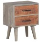 vidaXL Mesita de noche madera maciza de mango y rugosa gris 40x30x50cm