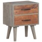 vidaXL Mesita de noche madera maciza de mango y rugosa gris 40x30x50cm