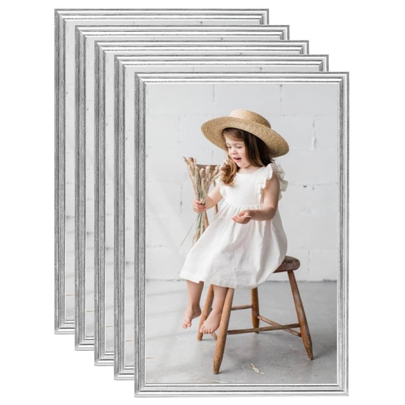 vidaXL Marcos de foto collage de pared/mesa 5 uds plateado MDF 50x70cm vidaXL Marcos de foto collage de pared/mesa 5 uds plateado MDF 50x70cm