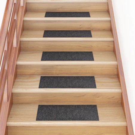 vidaXL Alfombrilla autoadhesiva escalera 15 uds gris 60x25 cm