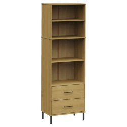 vidaXL Librería con 2 cajones OSLO madera maciza marrón 60x35x180 cm