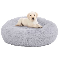 vidaXL Cojín lavable para perros y gatos felpa gris claro 90x90x16 cm