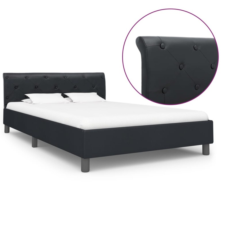 vidaXL Estructura de cama de cuero sintético negro 140x200 cm vidaXL Estructura de cama de cuero sintético negro 140x200 cm