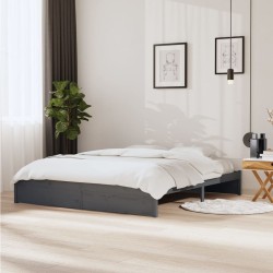 vidaXL Estructura de cama de matrimonio madera maciza gris 180x200 cm