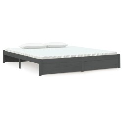 vidaXL Estructura de cama de matrimonio madera maciza gris 180x200 cm