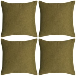 vidaXL Fundas de cojín 4 unidades apariencia de lino 50x50 cm verde