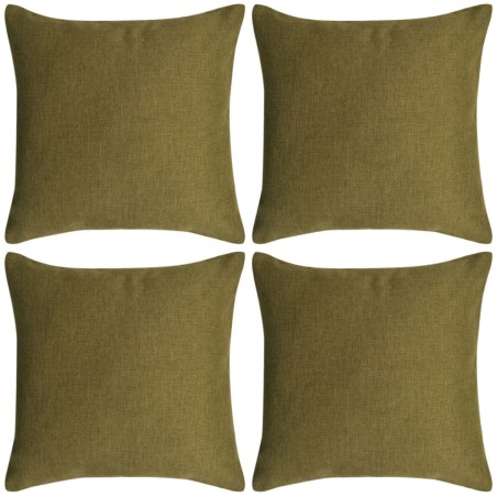 vidaXL Fundas de cojín 4 unidades apariencia de lino 50x50 cm verde