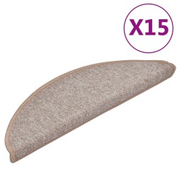 vidaXL Alfombrillas de escalera 15 unidades marrón claro 56x17x3 cm
