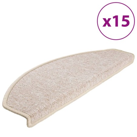 vidaXL Alfombrillas de escalera 15 unidades gris topo 65x24x4 cm