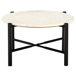 vidaXL Mesa de centro piedra real textura de mármol blanco 60x60x35 cm