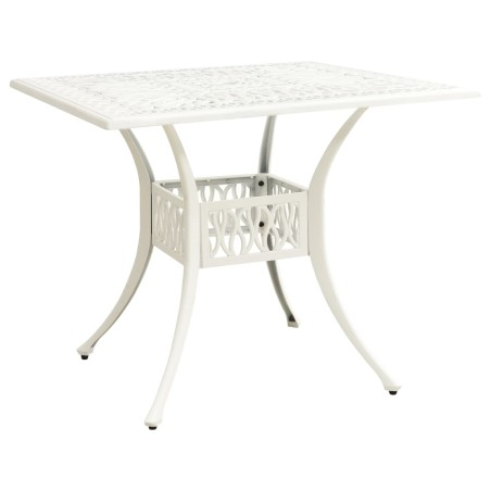 vidaXL Mesa de jardín aluminio fundido blanco 90x90x73 cm