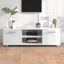 vidaXL Mueble para TV madera ingeniería blanco brillante 110x40x35 cm